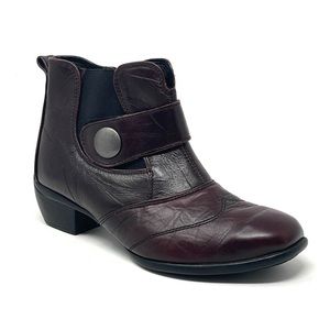 Romika Dark Cherry Maroon Comfy Airped Leather Ankle Booties Size 37
